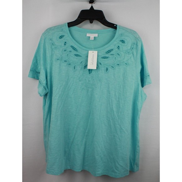 Charter Club Women's Core Fashion Blouse Top Shirt Color Mint Blue/Green Size 1X - Picture 2 of 4